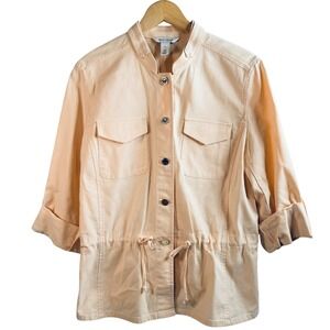 White House Black Market Utility Shacket 12 Peach Jacket Drawstring Work Casual